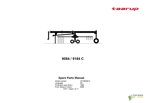 Taarup 9084C 9184C Rakes multi rotors 1998 mach ID 0101- Parts Manual Catalog Pdf Download