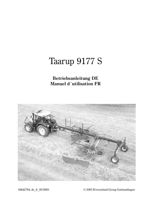 Taarup 9177S Rakes multi rotors 1999 Operation Maintenance Manual PDF download