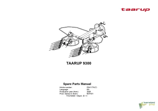 Taarup 9300 Rake Tedders 2005_60TH01 Parts Manual Catalog Pdf Download