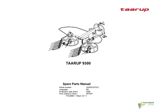 Taarup 9300 Rake Tedders 2006_64TH01 Parts Manual Catalog Pdf Download