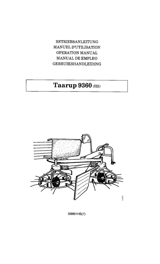 Taarup 9360-HS Rake Tedders 1999 Operation Maintenance Manual PDF download