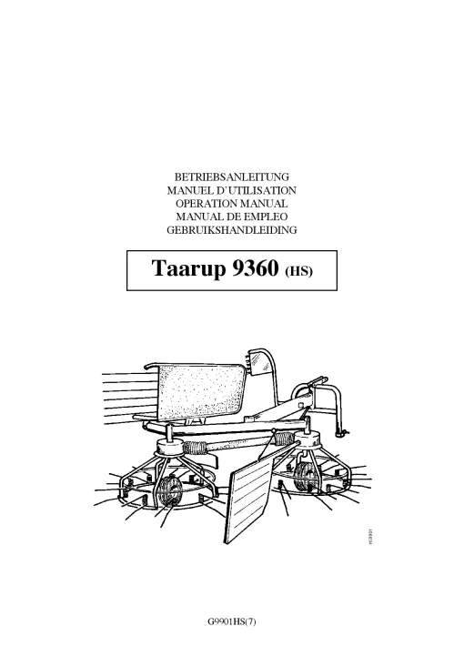 Taarup 9360-HS Rake Tedders 2003_23HS01 Operation Maintenance Manual PDF download