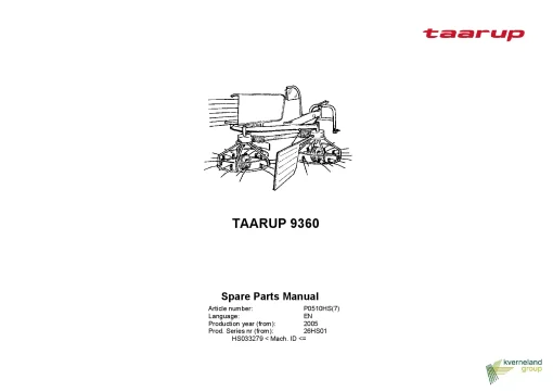 Taarup 9360 Rake Tedders 2005_26HS01 Parts Manual Catalog Pdf Download