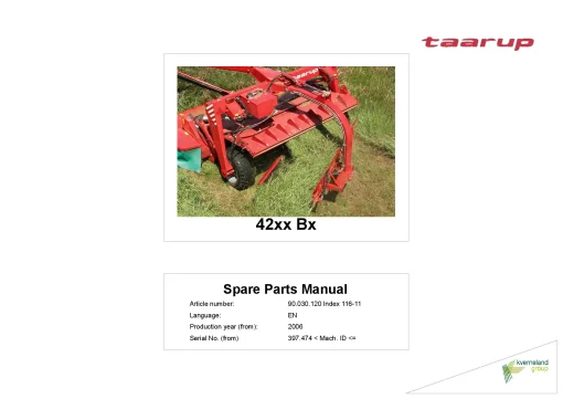 Taarup BX 42xx Mowers conditioners 2006 Parts Manual Catalog Pdf Download