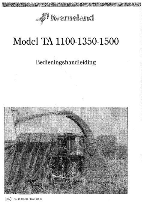 Taarup DM- 1100 1350 1500 Forage harvesters 2003 Operation Maintenance Manual PDF download