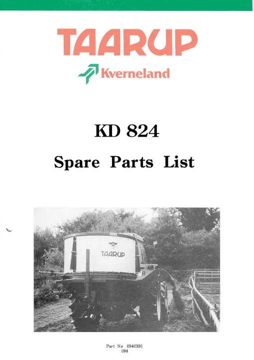 Taarup KD 824 Bale choppers and feeders 1994 Parts Manual Catalog Pdf Download