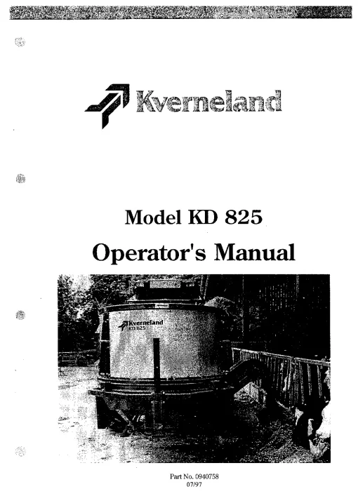 Taarup KD 825 Bale choppers and feeders 1997 Operation Maintenance Manual PDF download