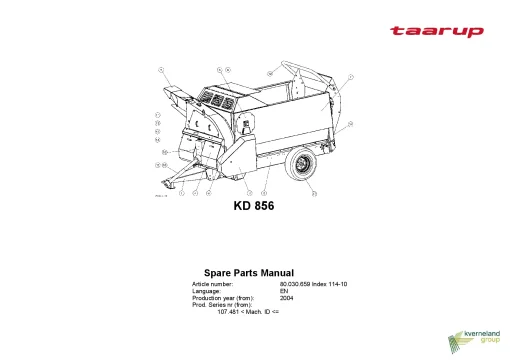 Taarup KD 856 Bale choppers and feeders 2004 Parts Manual Catalog Pdf Download