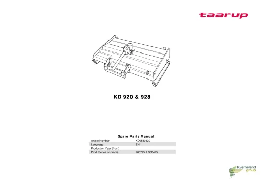 Taarup KD 920 928 Toppers 2003 Parts Manual Catalog Pdf Download
