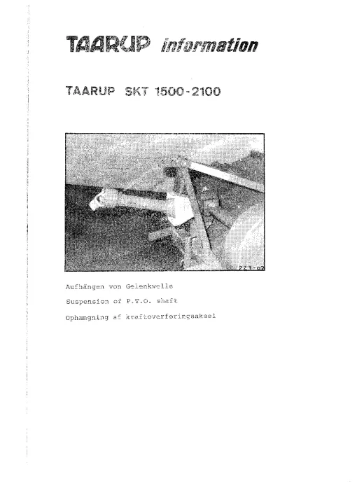 Taarup SKT 1500-2100 Forage harvesters 1997 Operation Maintenance and Parts Manual PDF download