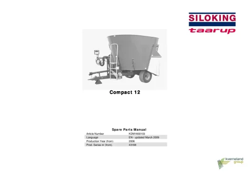 Taarup Siloking Compact 12 Diet feeders year 2006 Parts Manual Catalog Pdf Download