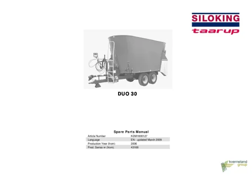 Taarup Siloking DUO 30 Diet feeders 2006 Parts Manual Catalog Pdf Download