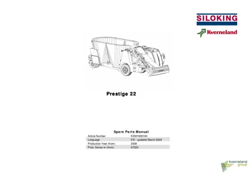 Taarup Siloking Prestige 22 Diet feeders year 2009 Parts Manual Catalog Pdf Download