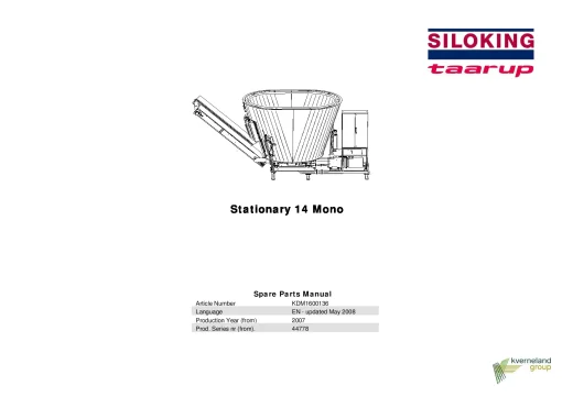 Taarup Siloking Stationary 14 Mono Mixer 2007 Parts Manual Catalog Pdf Download