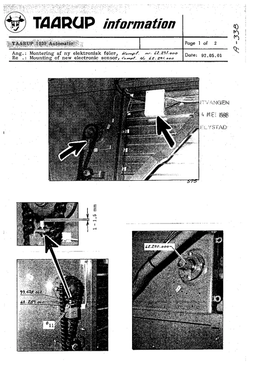 Taarup TA 1030 combi Automatic Parts Manual Catalog Pdf Download