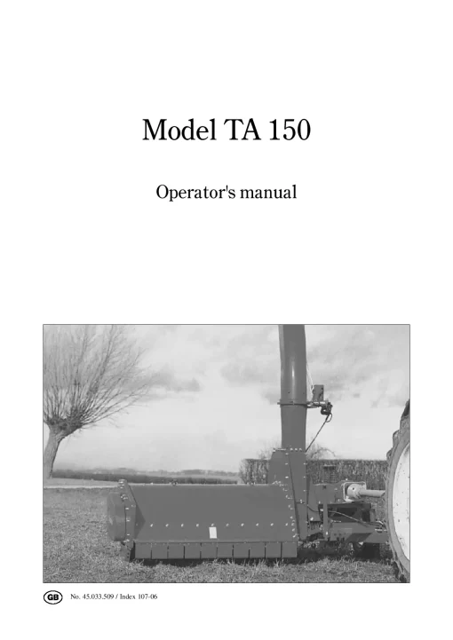 Taarup TA 150 Forage harvesters 2006 Parts Manual Catalog Pdf Download