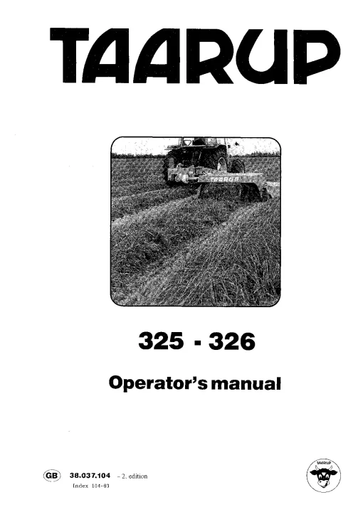 Taarup TA 325 326 Mower Conditioner Operation Maintenance Manual PDF download