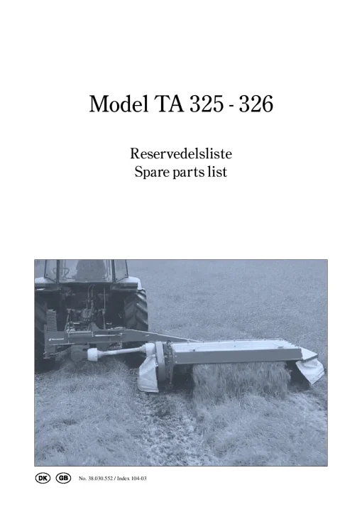 Taarup TA 325 326 Mower Conditioner Parts Manual Catalog Pdf Download