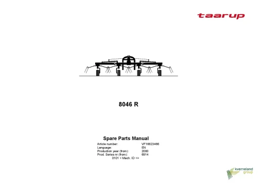 Taarup TA 8046R Tedders 4 rotors 2000 Mach ID 0101- Parts Manual Catalog Pdf Download