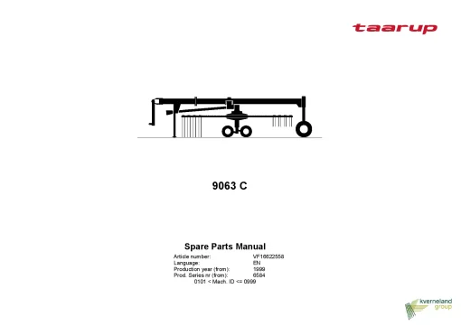 Taarup TA 9063C Rakes multi rotors 1999 mach ID 0101-0999 Parts Manual Catalog Pdf Download
