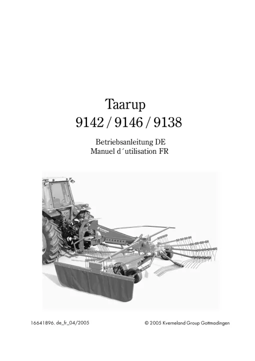 Taarup TA 9138 9142 9146 Rakes Single rotor 2000 Operation Maintenance Manual PDF download