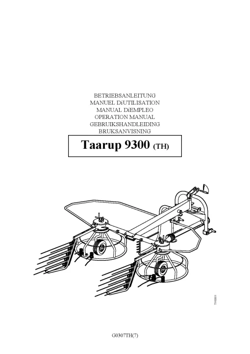 Taarup TA 9300-TH Rake Tedders 2003_52TH01 Operation Maintenance Manual PDF download