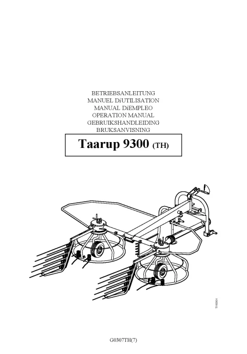 Taarup TA 9300-TH Rake Tedders 2003_53TH01 Operation Maintenance Manual PDF download