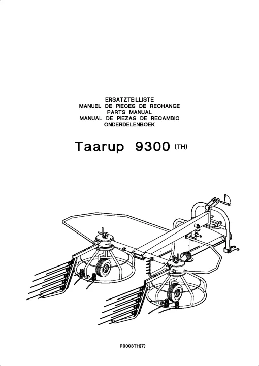 Taarup TA 9300 -TH Rake Tedders 2004 54TH01 Parts Manual Catalog Pdf Download