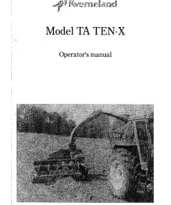 Taarup TA TEN-X Forage harvesters Operation Maintenance Manual PDF download