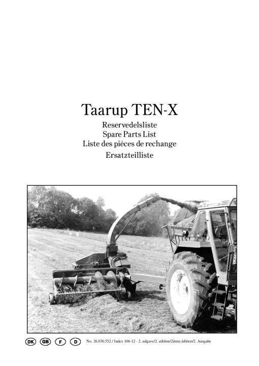 Taarup TA TEN-X Forage harvesters Parts Manual Catalog Pdf Download