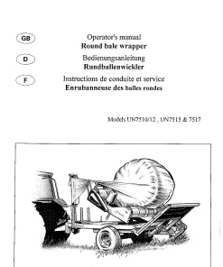 Taarup UN7510-12 UN7515 7517 Round Bale wrappers Operation Maintenance Manual PDF download