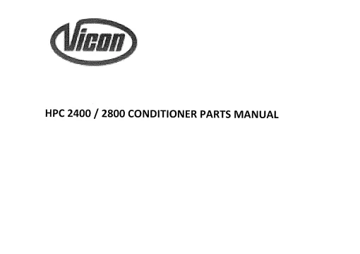Vicon 2400 2800 HPC Conditioners Rear mounted Parts Manual Catalog Pdf Download
