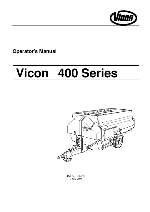 Vicon 400 Series Diet feeders 2002 Operation Maintenance Manual PDF download