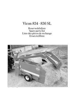 Vicon 834 836 -SL Bale choppers feeders 1997 Parts Manual Catalog Pdf Download