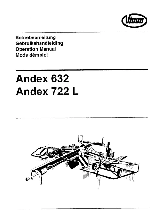 Vicon ANDEX 632 722L Rakes multi rotors 1998 Operation Maintenance Manual PDF download
