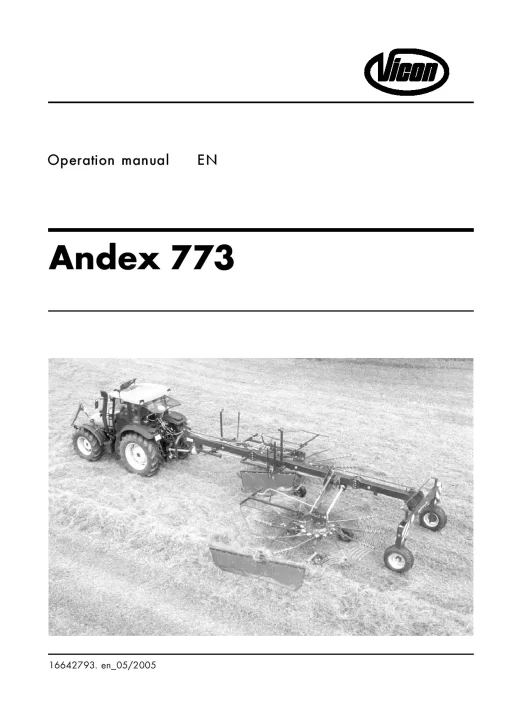 Vicon ANDEX 773 Rakes Multi Rotors 2005 Operation Maintenance Manual PDF download