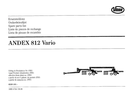 Vicon ANDEX 812 VARIO Multi Rotors 1998 Parts Manual Catalog Pdf Download