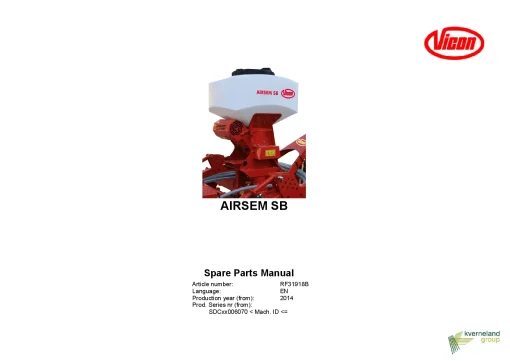 Vicon Airsem SB Seed drills 2014 Parts Manual Catalog Pdf Download