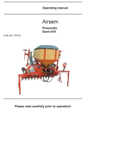 Vicon Airsem Seed drills Pneumatic 2001 Operation Maintenance Manual PDF download