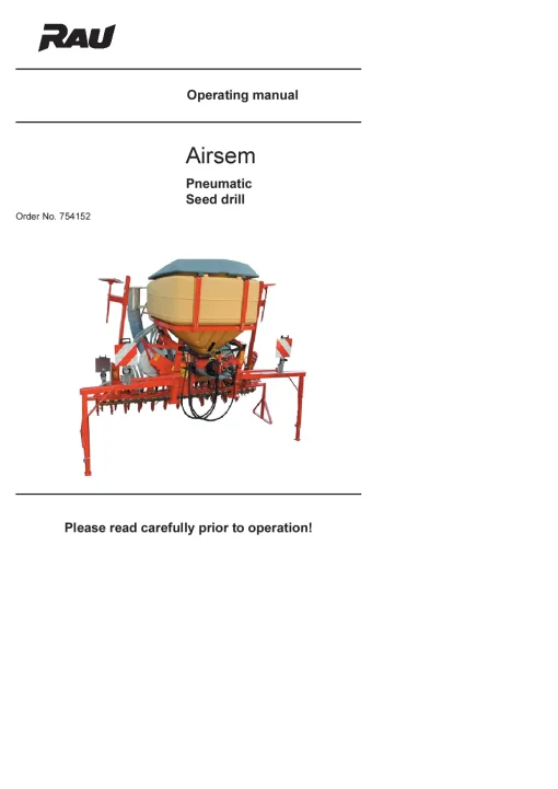 Vicon Airsem Seed drills Pneumatic 2001 Operation Maintenance Manual PDF download
