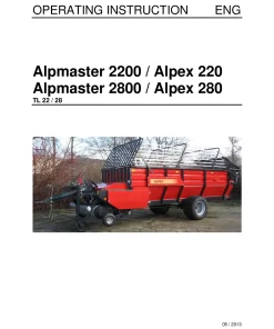 Vicon Alpmaster 2200 2800 Alpex 220 280 Loader wagon 2013 Operation Maintenance Manual PDF download