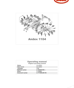 Vicon Andex 1104 Rakes Multi rotors 2013 Operation Maintenance Manual PDF download