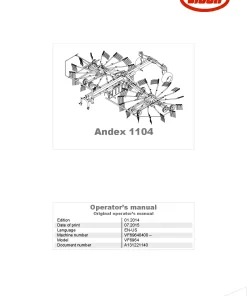 Vicon Andex 1104 Rakes Multi rotors 2015 North America Operation Maintenance Manual PDF download