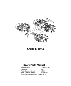 Vicon Andex 1254 Rakes 4 Rotors 2019 Parts Manual Catalog Pdf Download