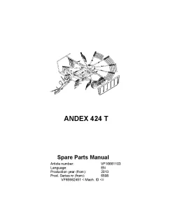 Vicon Andex 424T Rakes Single rotor 2013 Parts Manual Catalog Pdf Download