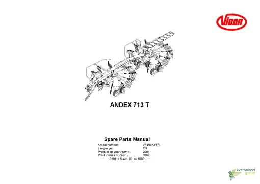 Vicon Andex 713T Rakes Multi Rotors 2004 Parts Manual Catalog Pdf Download