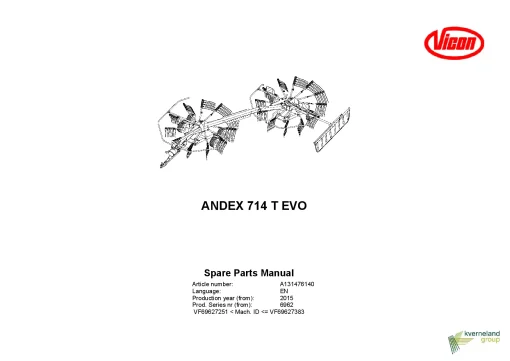 Vicon Andex 714T Evo Rakes Multi Rotors 2015 Parts Manual Catalog Pdf Download