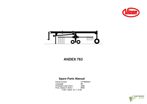 Vicon Andex 763 Rakes Multi rotors 2009 Parts Manual Catalog Pdf Download