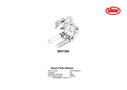 Vicon BW 1200 Bale wrapper 2008 Parts Manual Catalog Pdf Download