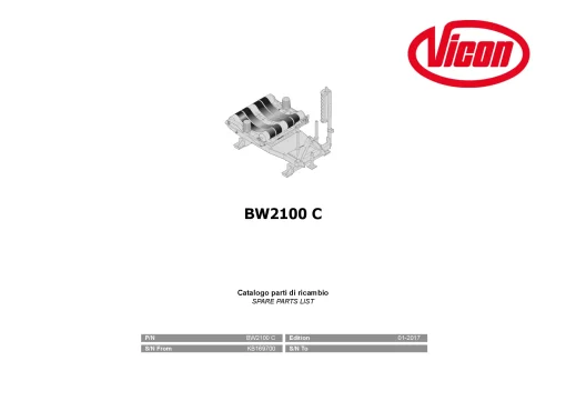 Vicon BW2100C Bale wrapper 2017 Parts Manual Catalog Pdf Download